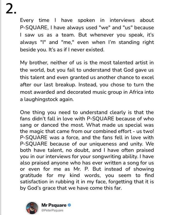 Peter Okoye calls out Paul for downplaying his role in P-Square.